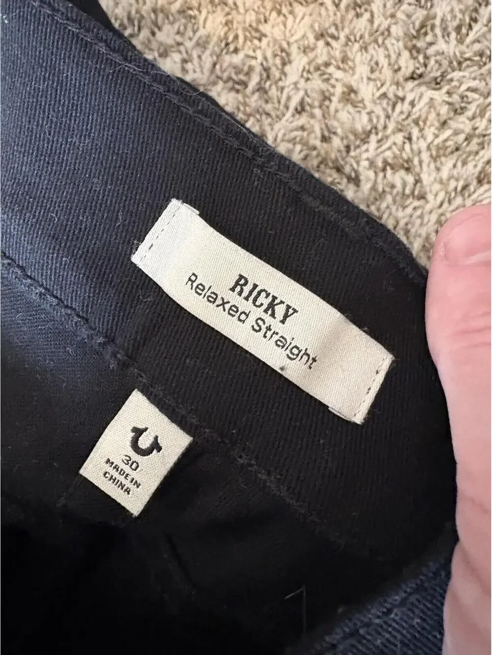 True Religion Ricky SN Flap Relaxed Straight Jeans Men’s Size 30x32 Black Denim